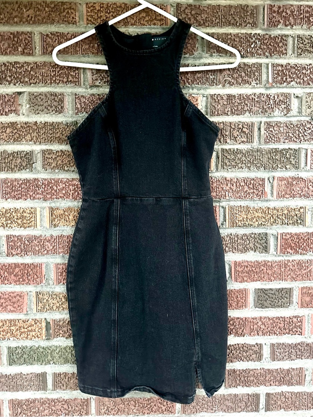 ASOS Denim Racer Dress In Washed Black, Size 0 - Picture 4 of 11